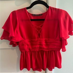 red blouse zara